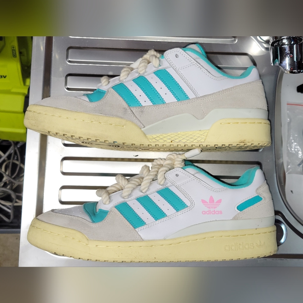 Adidas White and Teal Sneakers